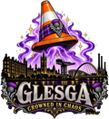 Glesga Crowned in Chaos – Glasgow Traffic Cone T-Shirt print