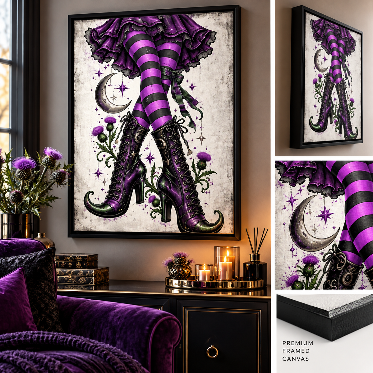 Gothic Purple Witch Boots