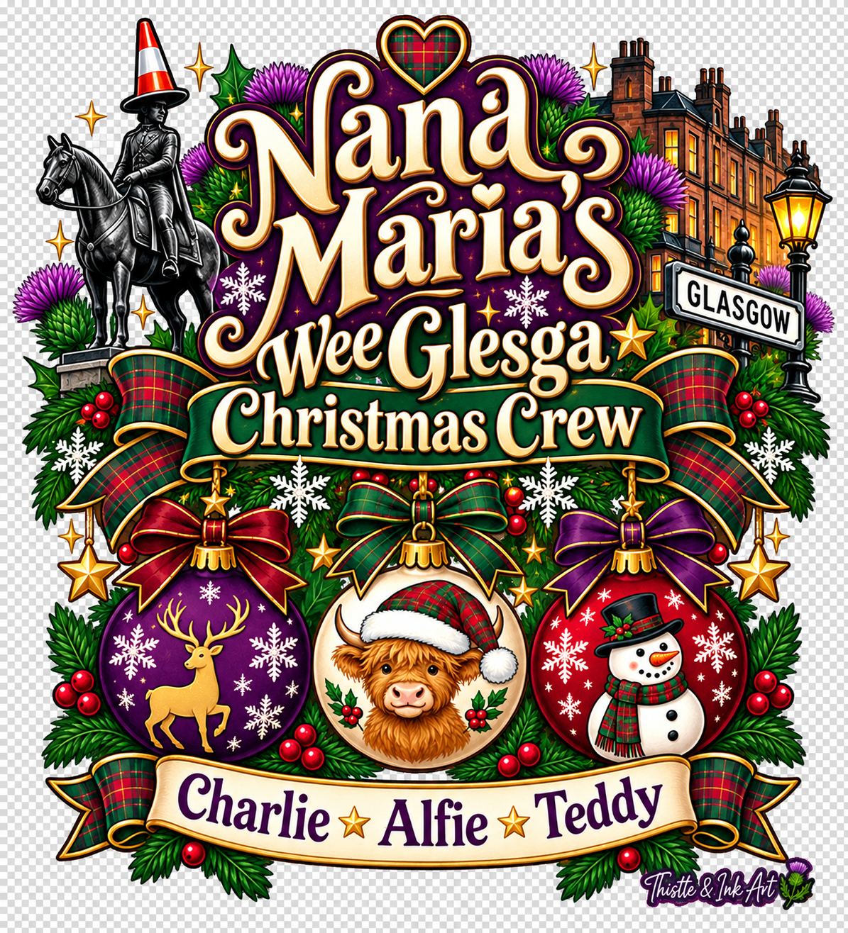 Nana Maria’s Wee Glesga Christmas Crew – Personalised Scottish Christmas Gift