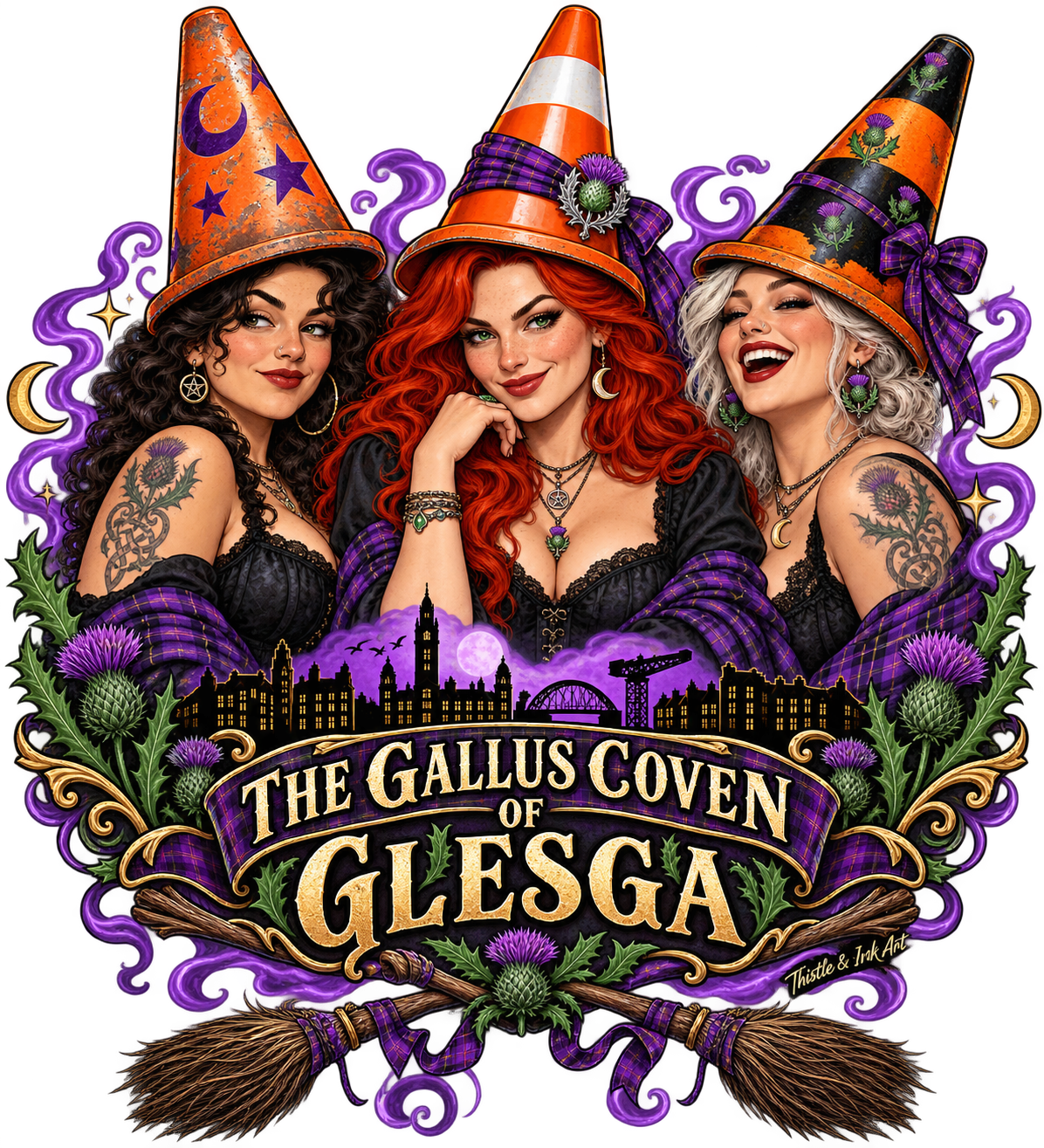The Gallus Coven of Glesga – Scottish Witches T-Shirt print