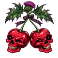 Scottish Skull Cherries & Thistle