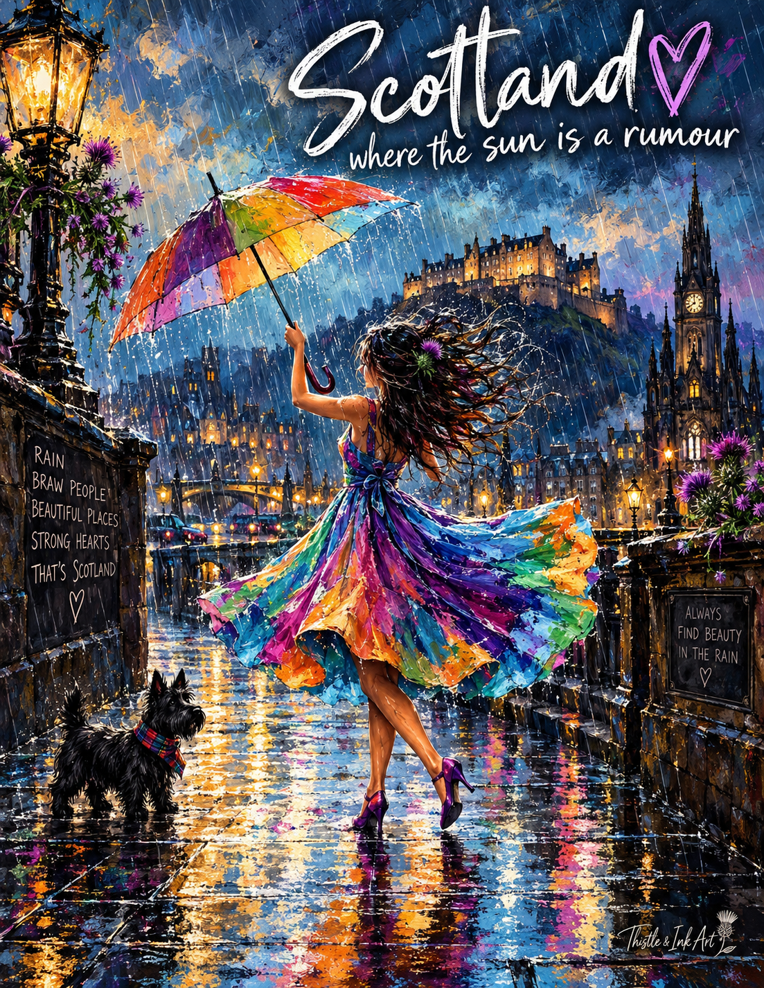 Scotland – Where the Sun Is a Rumour | Colourful Scottish Rain Art