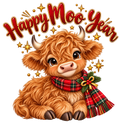 Happy Moo Year – Festive Highland Cow T-Shirt