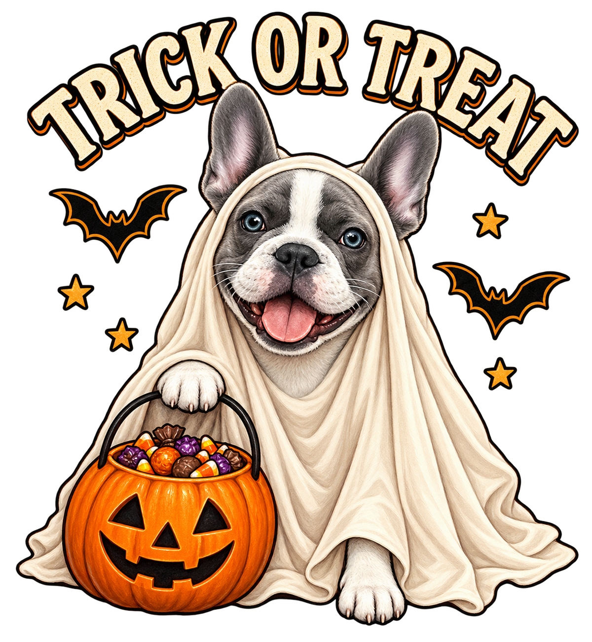 Trick or Treat Frenchie Ghost