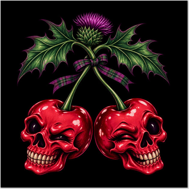 Scottish Skull Cherries & Thistle